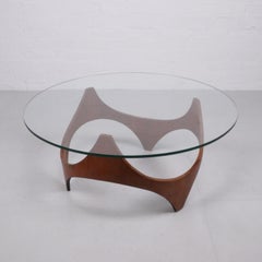 Glass & Plywood Coffee Table, Style of Henry P Glass, Joe Colombo Gerald Summers