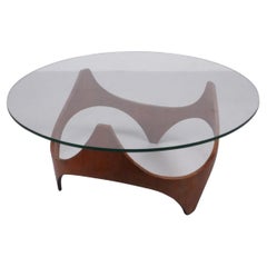 Glass & Plywood Coffee Table, Style of Henry P Glass, Joe Colombo Gerald Summers