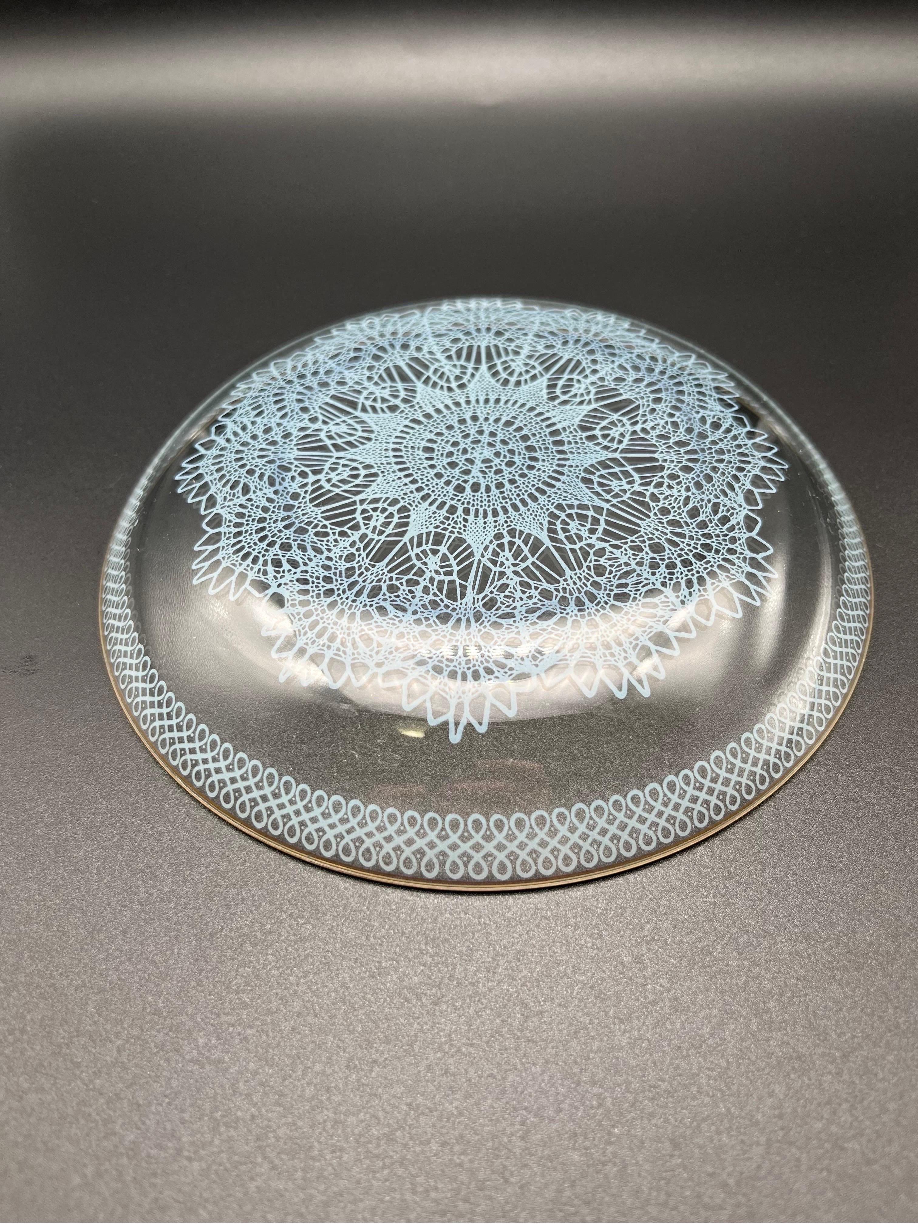 Mid-20th Century Glass Pocket Tray Macrame 1900s Antiques For Sale