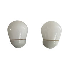 Glass Porcelain Pair of Wall Lights by W. Wagenfeld for Lindner, 1940s, Germany