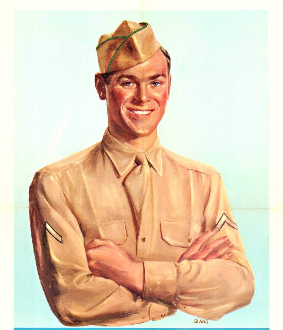 Originales amerikanisches Vintage-Poster „First Class Soldier and Citizen, USA“ (Amerikanischer Realismus), Print, von Glass