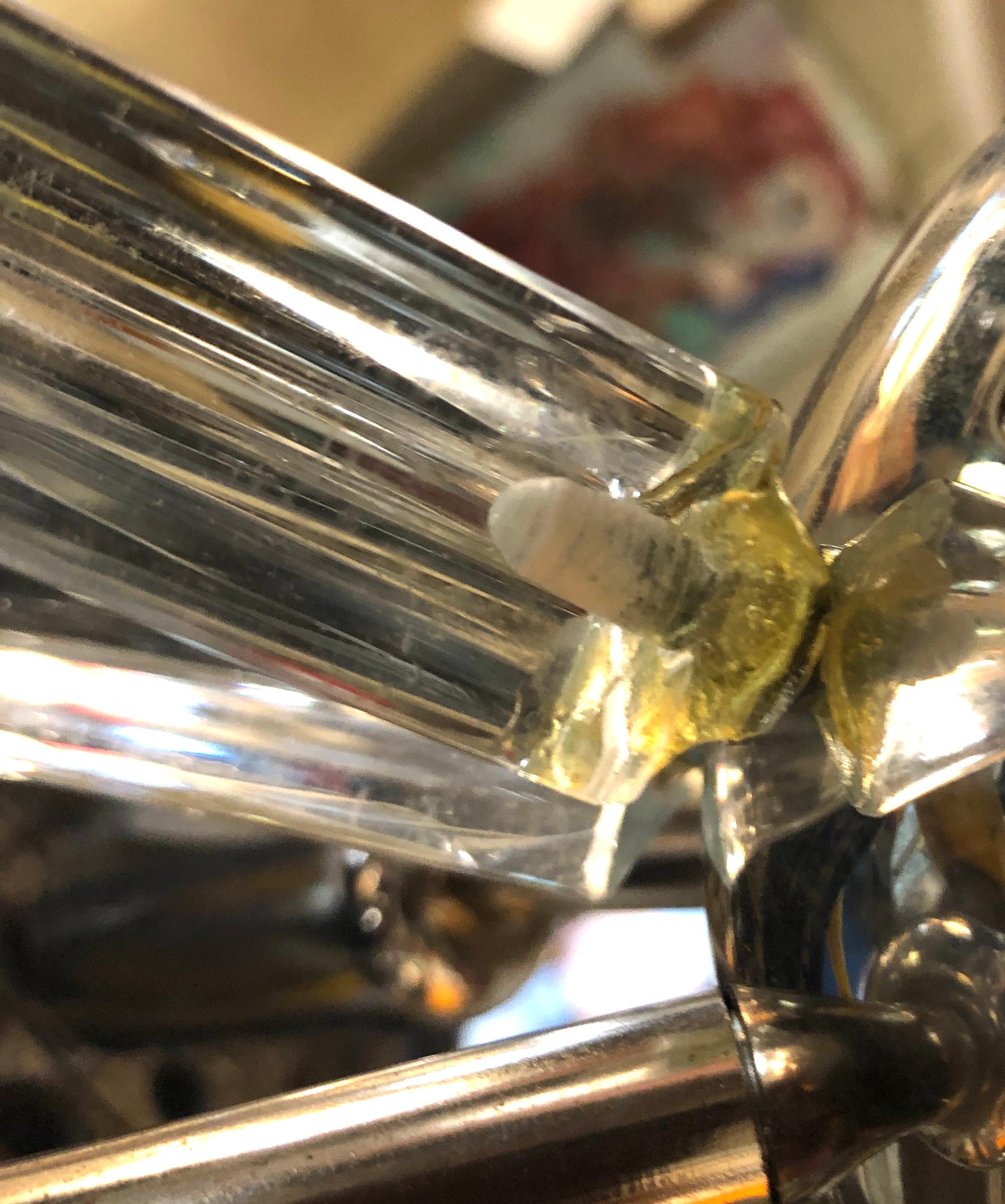 Glass Prism Sputnik Chandelier In Good Condition For Sale In Brooklyn, NY