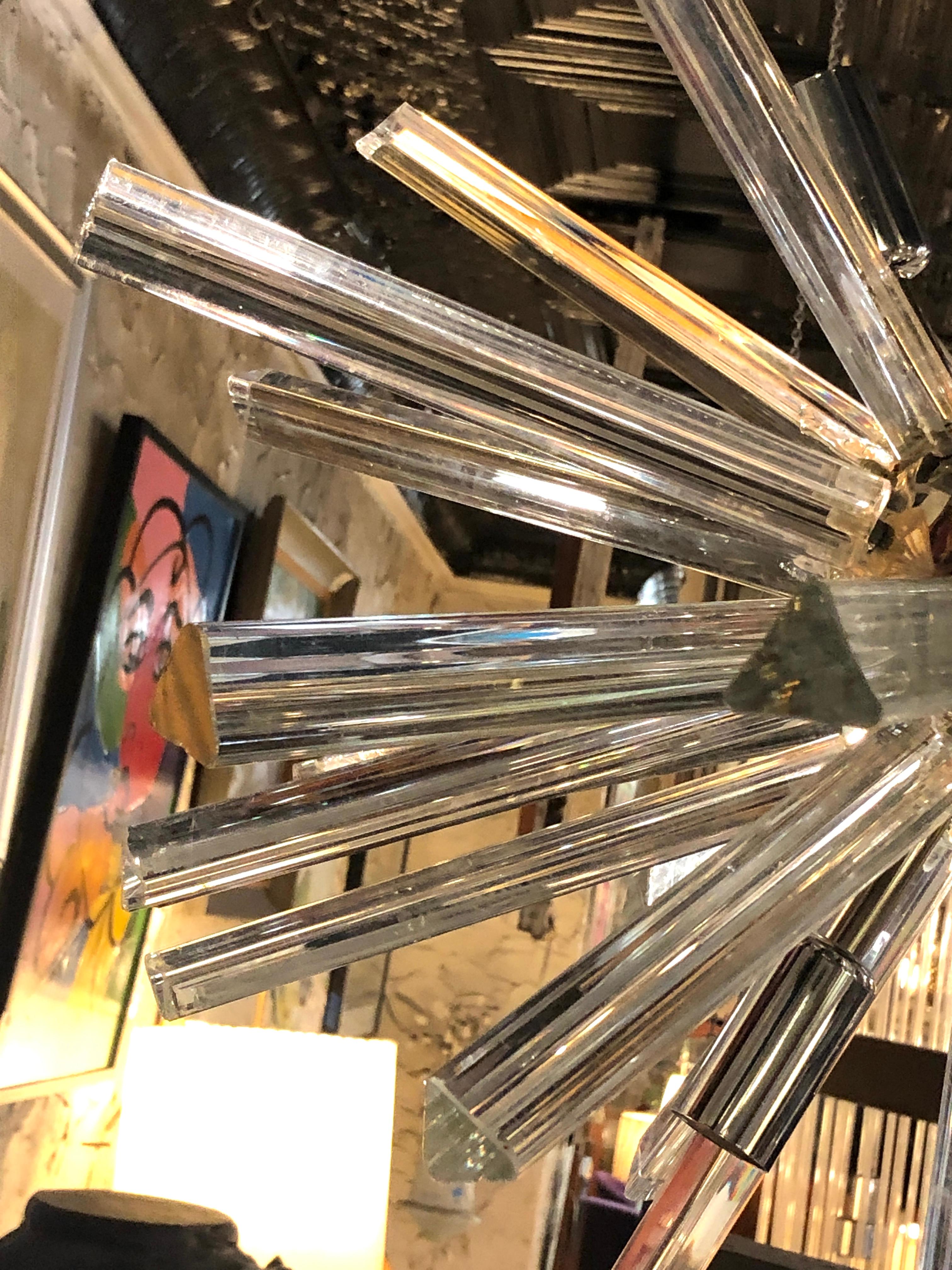 20th Century Glass Prism Sputnik Chandelier For Sale