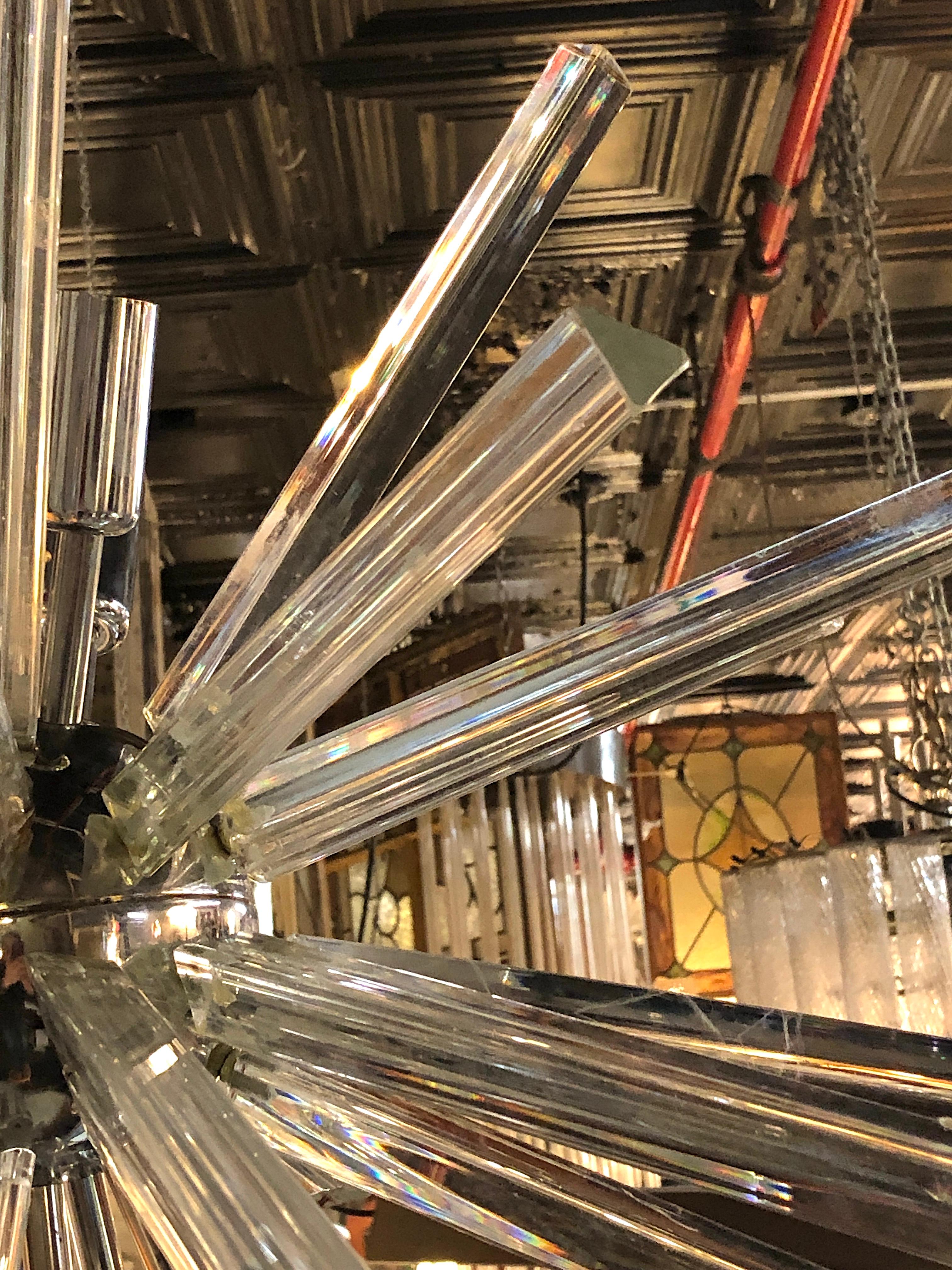 Glass Prism Sputnik Chandelier For Sale 1