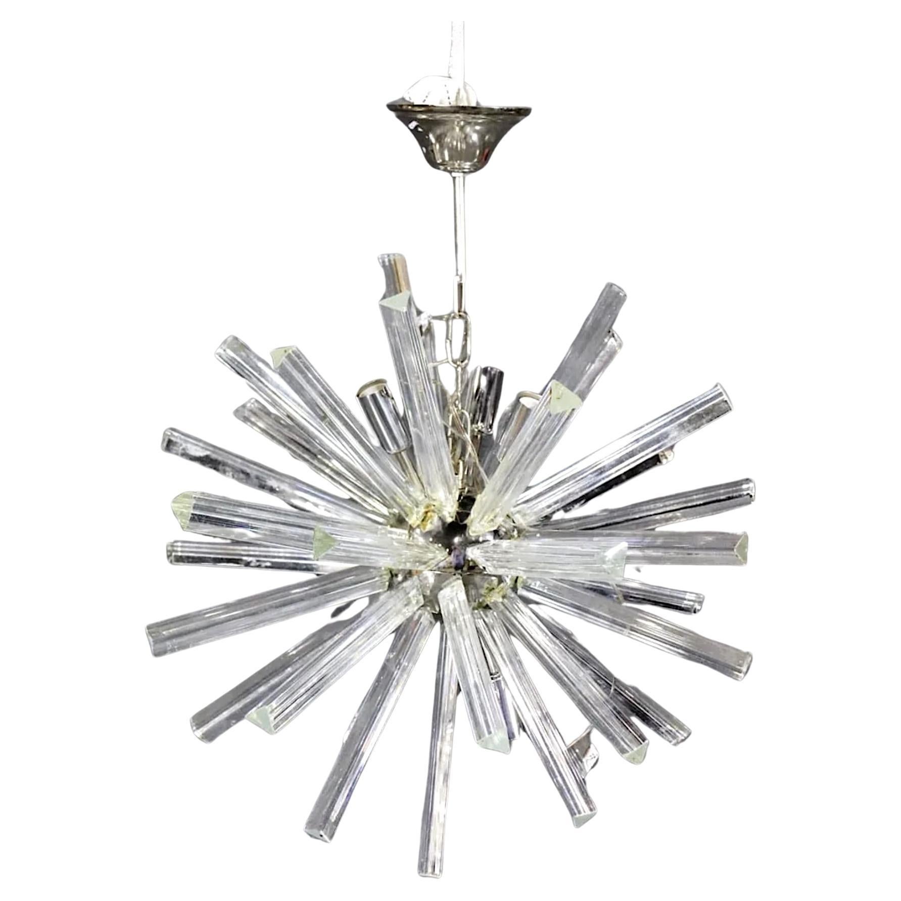 Glass Prism Sputnik Chandelier For Sale