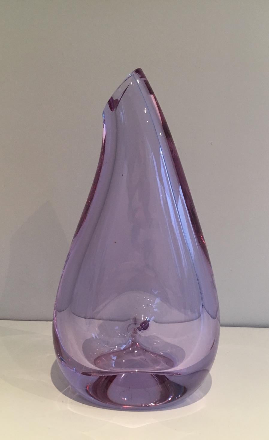 Glass Purplish-Colored Pear-Shaped Vase. French Work, Circa 1970 For Sale 5