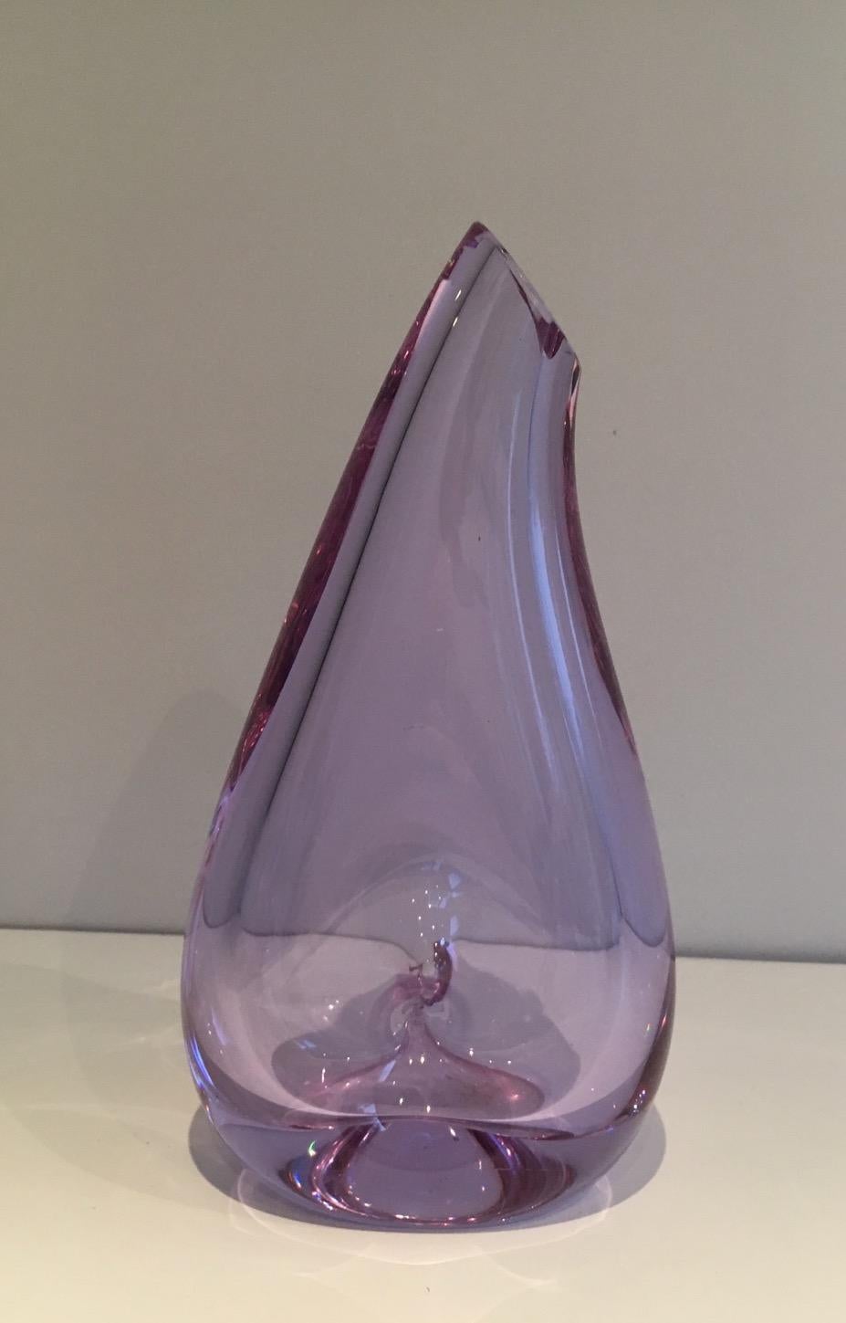 Glass Purplish-Colored Pear-Shaped Vase. French Work, Circa 1970 For Sale 7