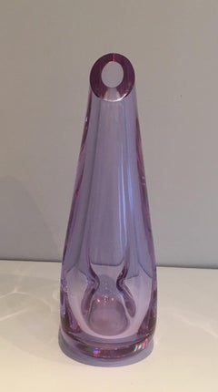 Glass Purplish-Colored Pear-Shaped Vase. French Work, Circa 1970