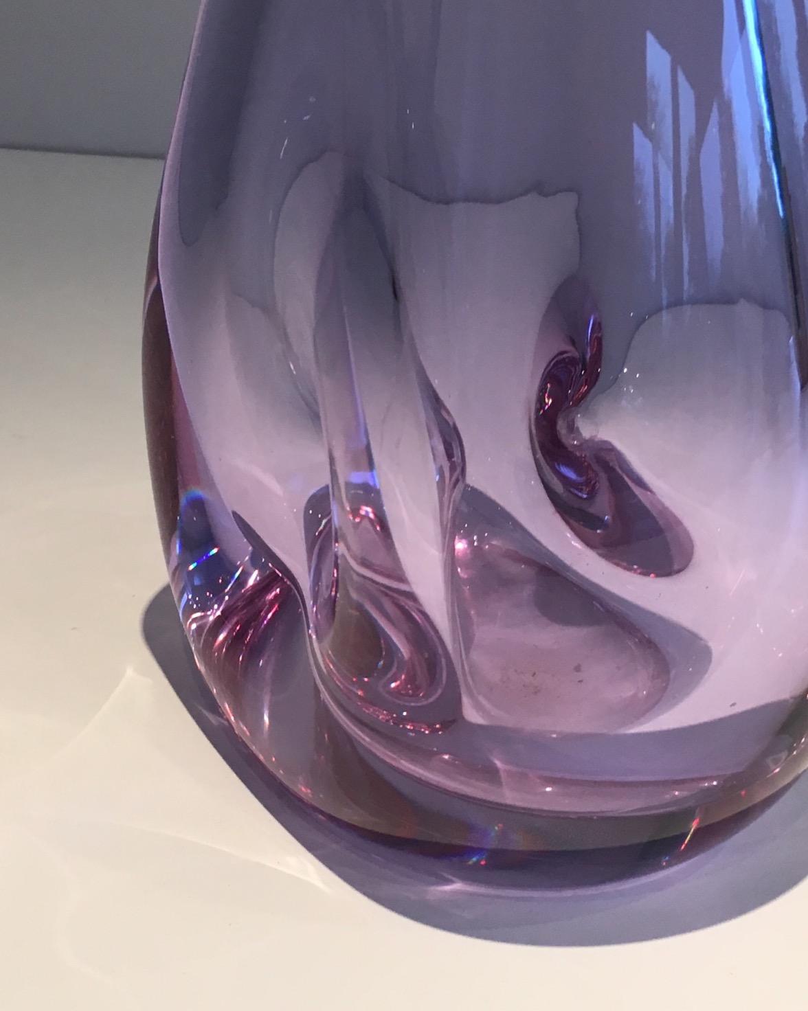 Late 20th Century Glass Purplish-Colored Pear-Shaped Vase. French Work, Circa 1970 For Sale