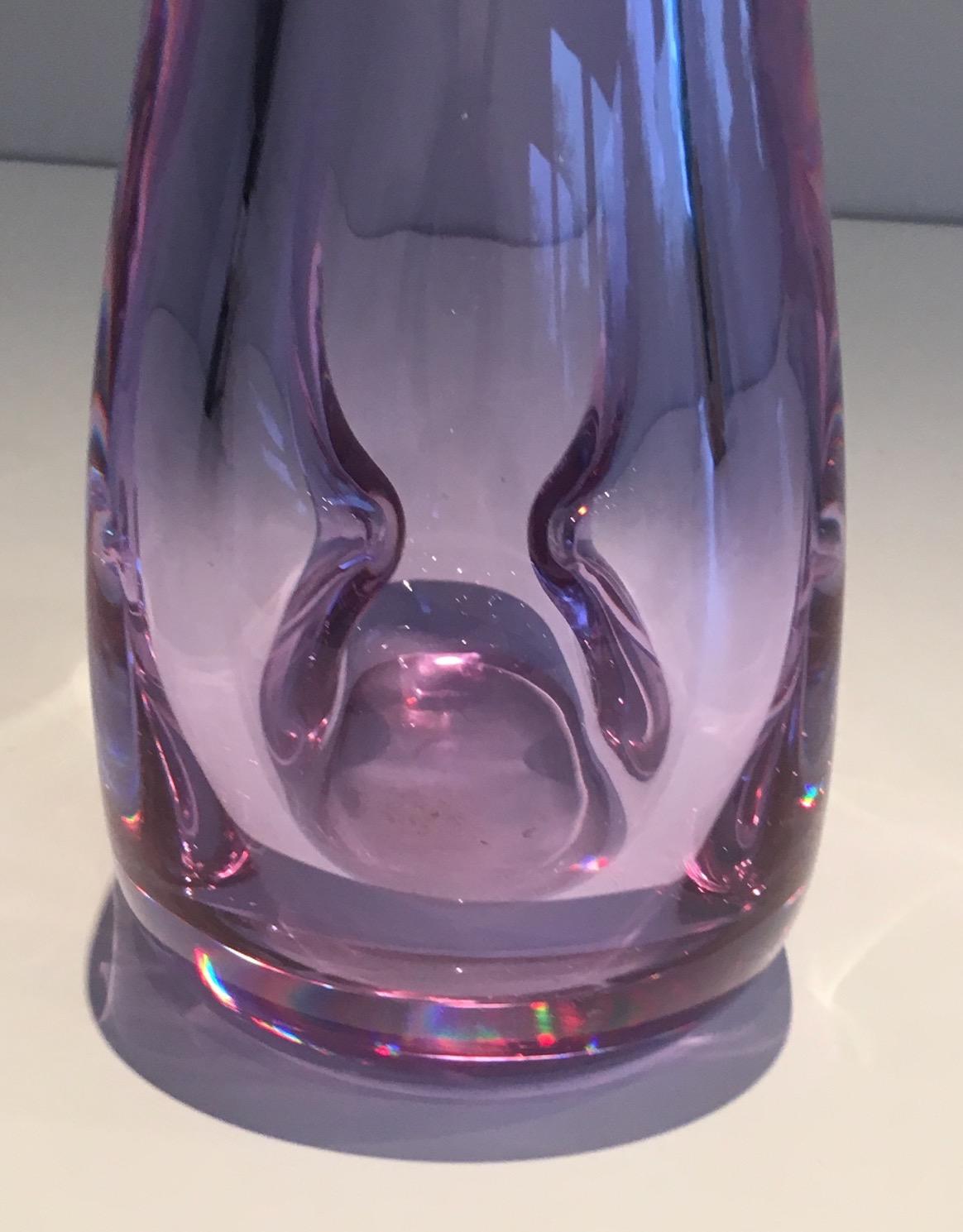 Glass Purplish-Colored Pear-Shaped Vase. French Work, Circa 1970 For Sale 1