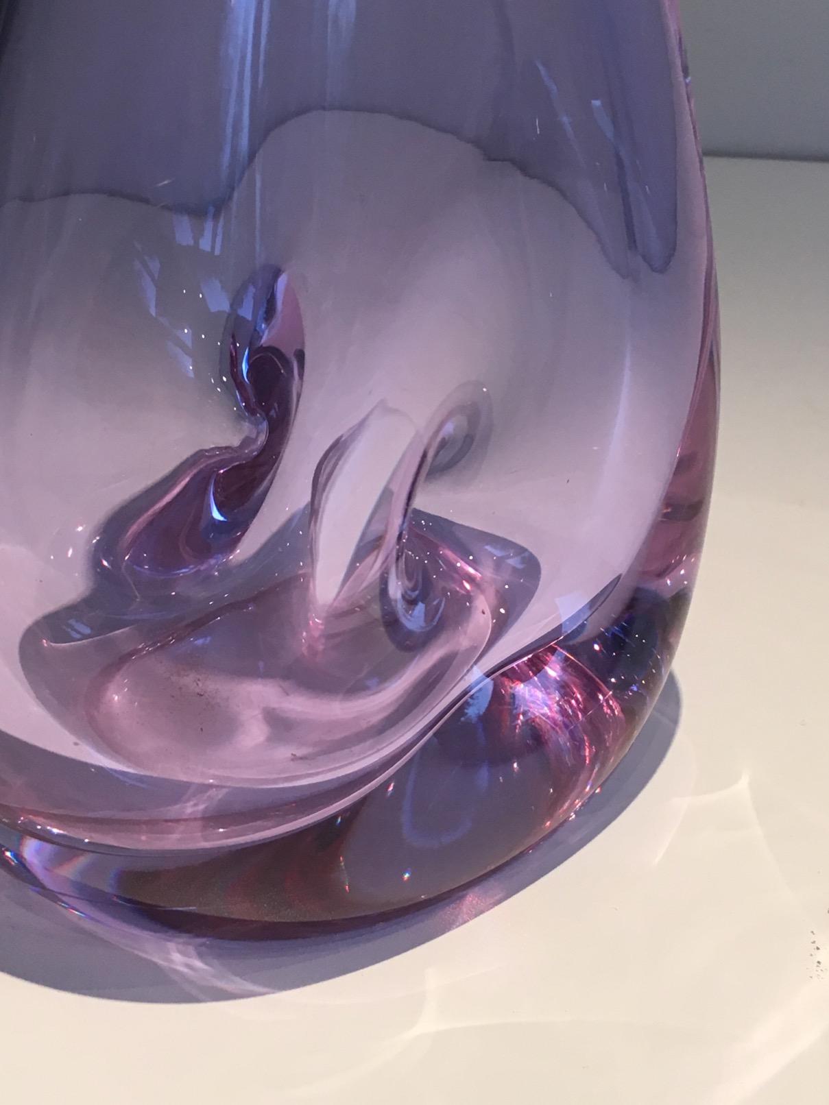 Glass Purplish-Colored Pear-Shaped Vase. French Work, Circa 1970 For Sale 3