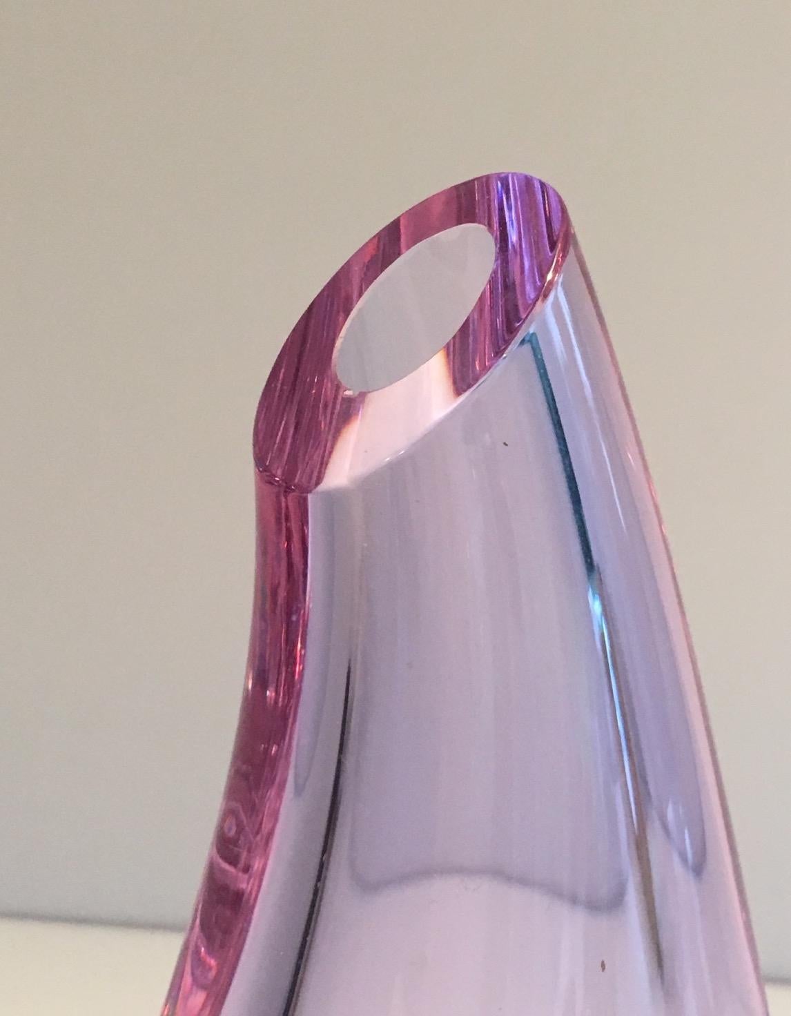 Glass Purplish-Colored Pear-Shaped Vase. French Work, Circa 1970 For Sale 4
