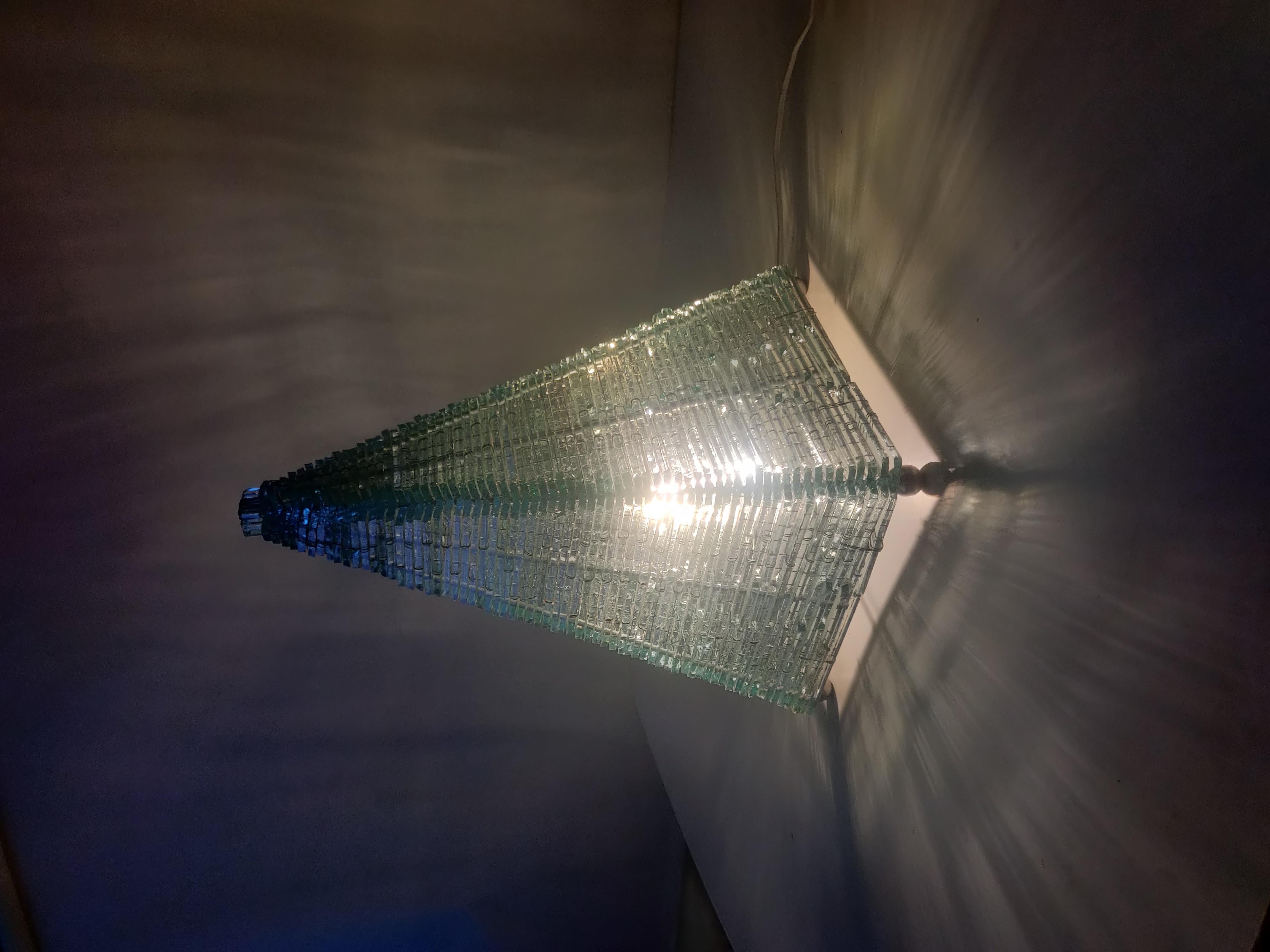 Glass Pyramid Sculptured Table Lamp France, 1970s For Sale 7