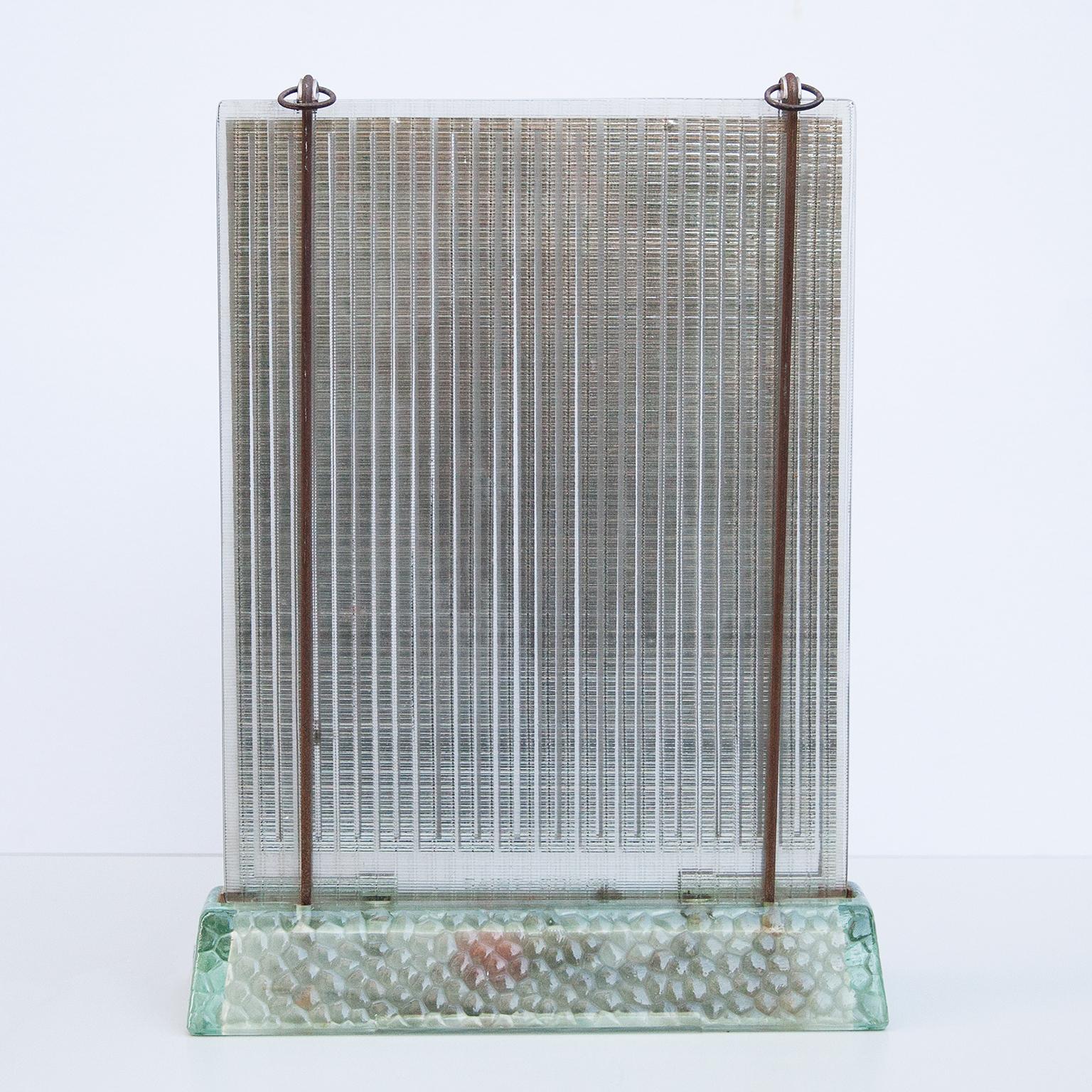 Art Deco Glass Radiator designed by René-André Coulon, and entitled “Radiaver” this revolutionary design for a space heater, which also has built in illumination boldly suggests the future. It is inscribed “SAINT-GOBAIN” on the base. Could be used
