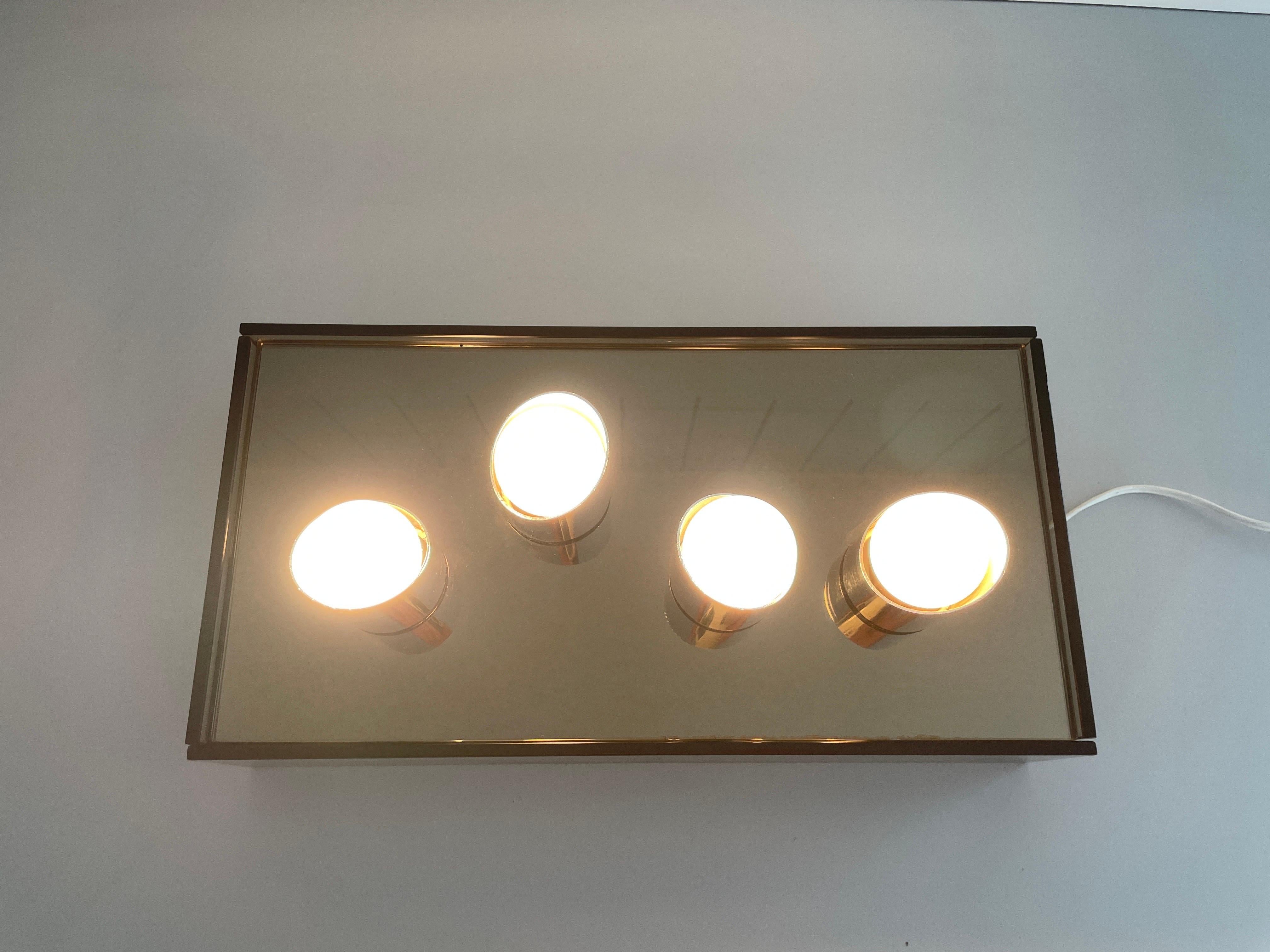 Rechteckige Einbaubeleuchtung aus Glas mit 4 Fassungen von Luci, 1960er Jahre, Italien im Angebot 3