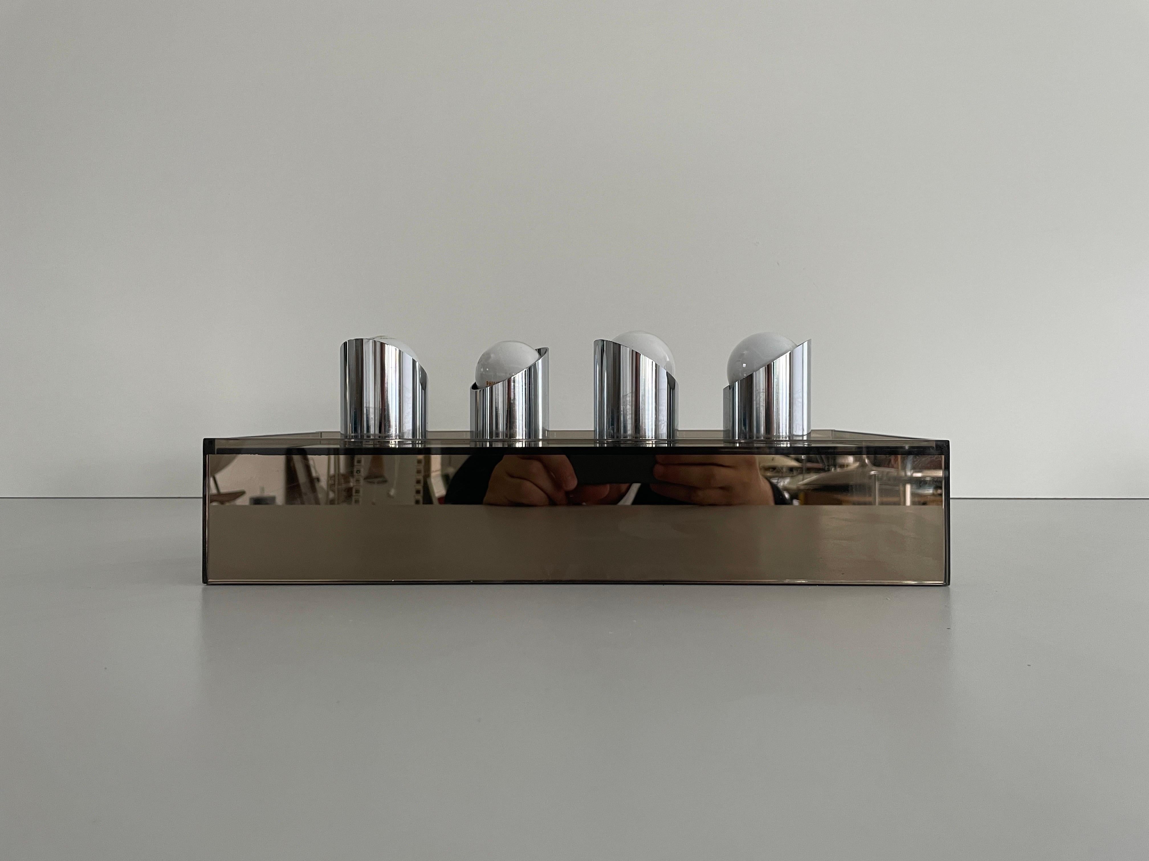 Plafón rectangular de cristal con 4 casquillos by Luci, Años 60, Italia en venta 6