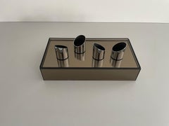 Glass Rectangle Flush Mount Light with 4 socket by Luci, 1960s, Italy