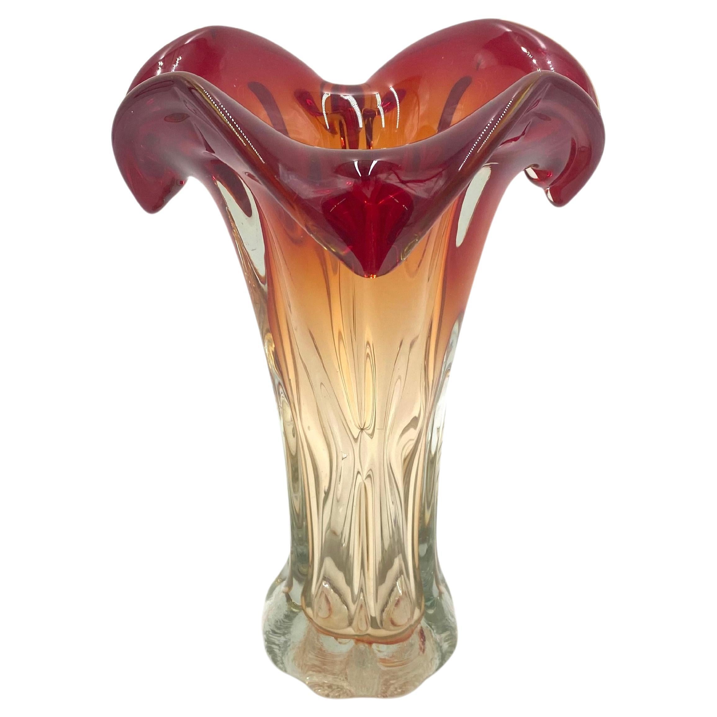 MidCentury Modern Red Vase, Poland, 1980s For Sale at 1stDibs