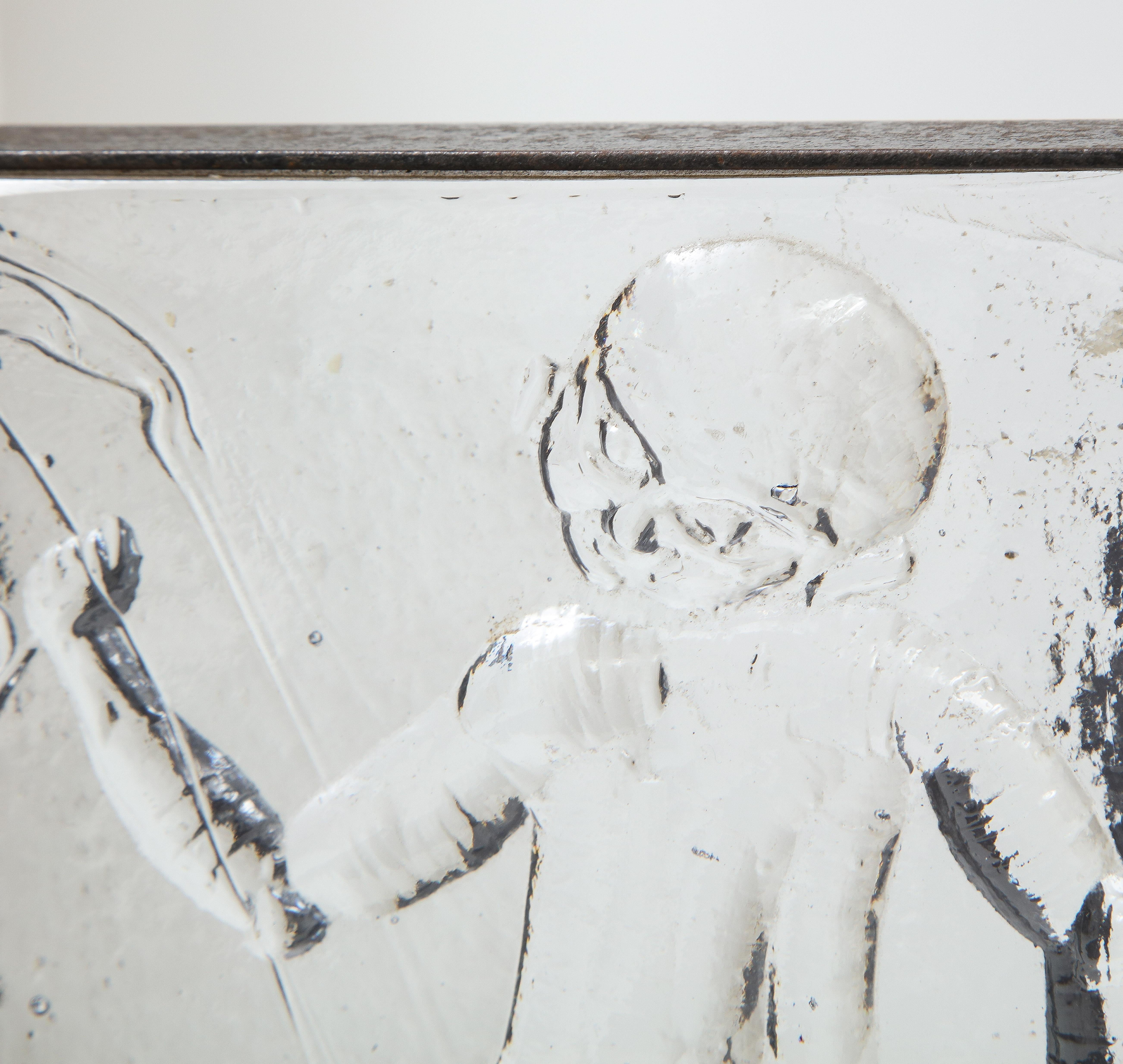 Glass Relief Sculpture of Child by Erik Hoglund for Kosta Boda For Sale 4