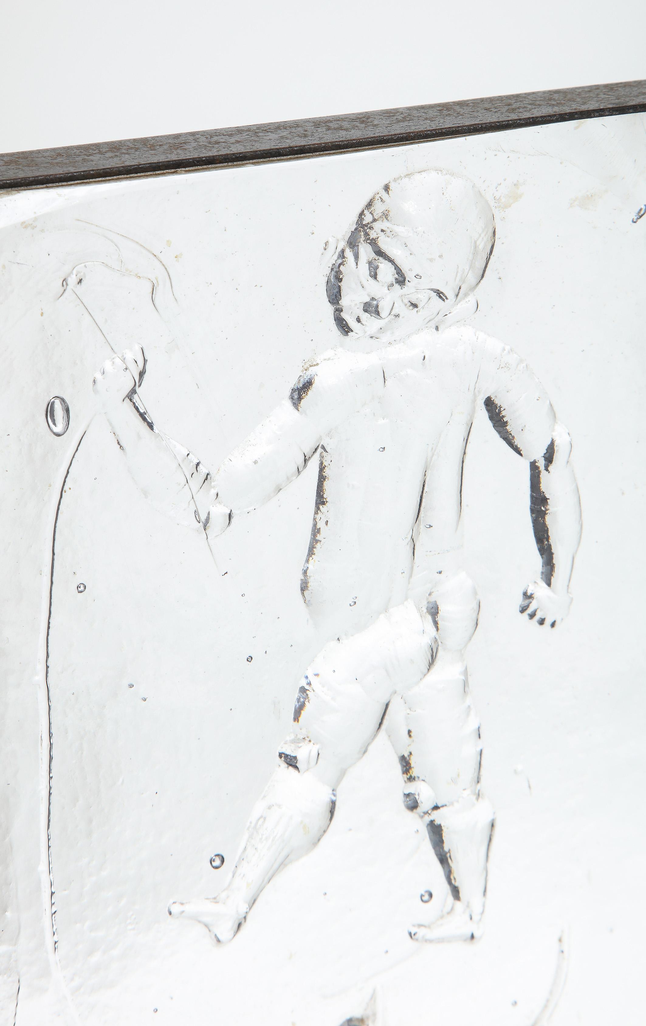 Mid-Century Modern Glass Relief Sculpture of Child by Erik Hoglund for Kosta Boda For Sale