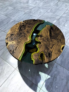 Brown Wood Coffee Table - River Wood Coffee Table - Custom Round Coffee Table