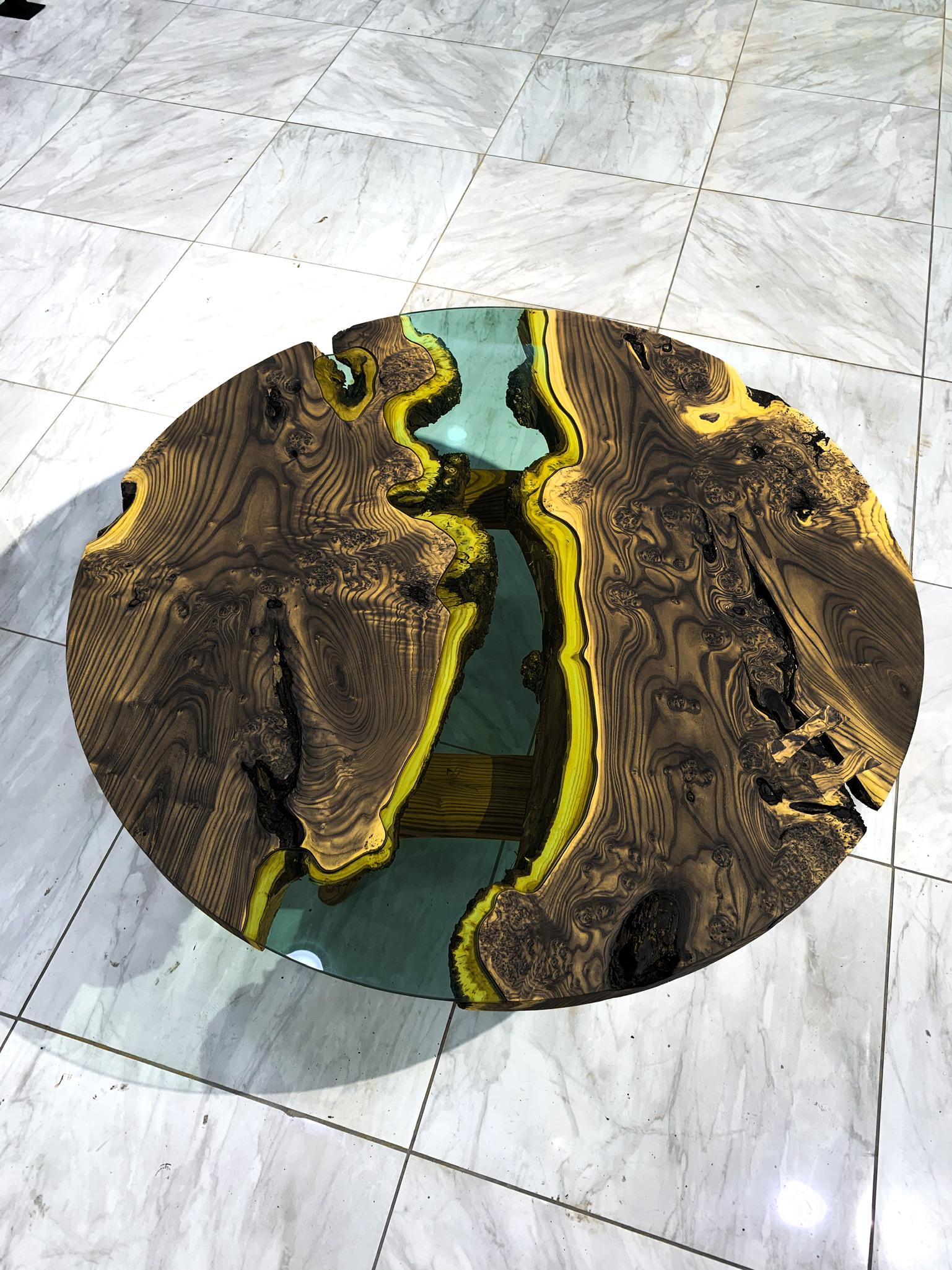 Table basse en bois Brown - Table basse en bois River - Table basse ronde personnalisée Neuf - En vente à İnegöl, TR