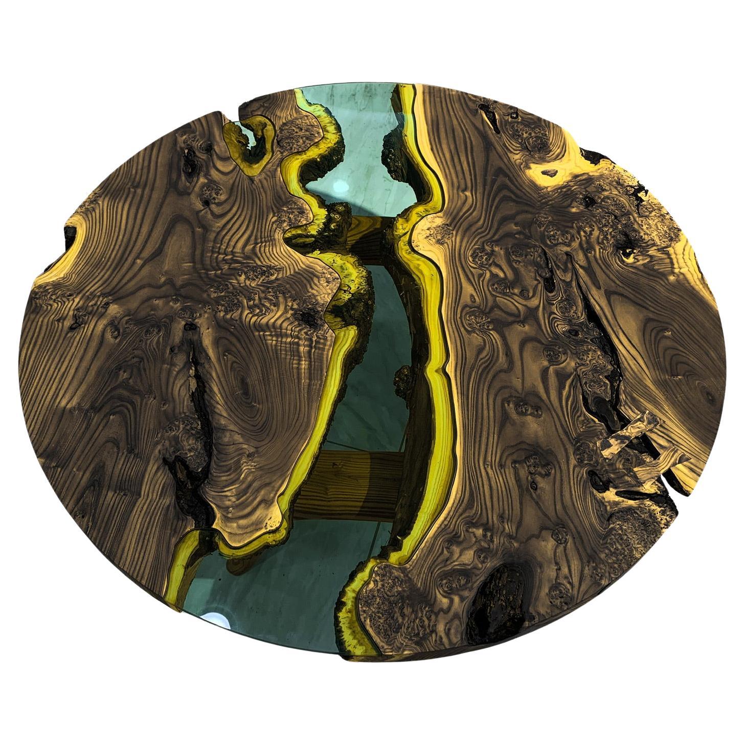 Table basse en bois Brown - Table basse en bois River - Table basse ronde personnalisée