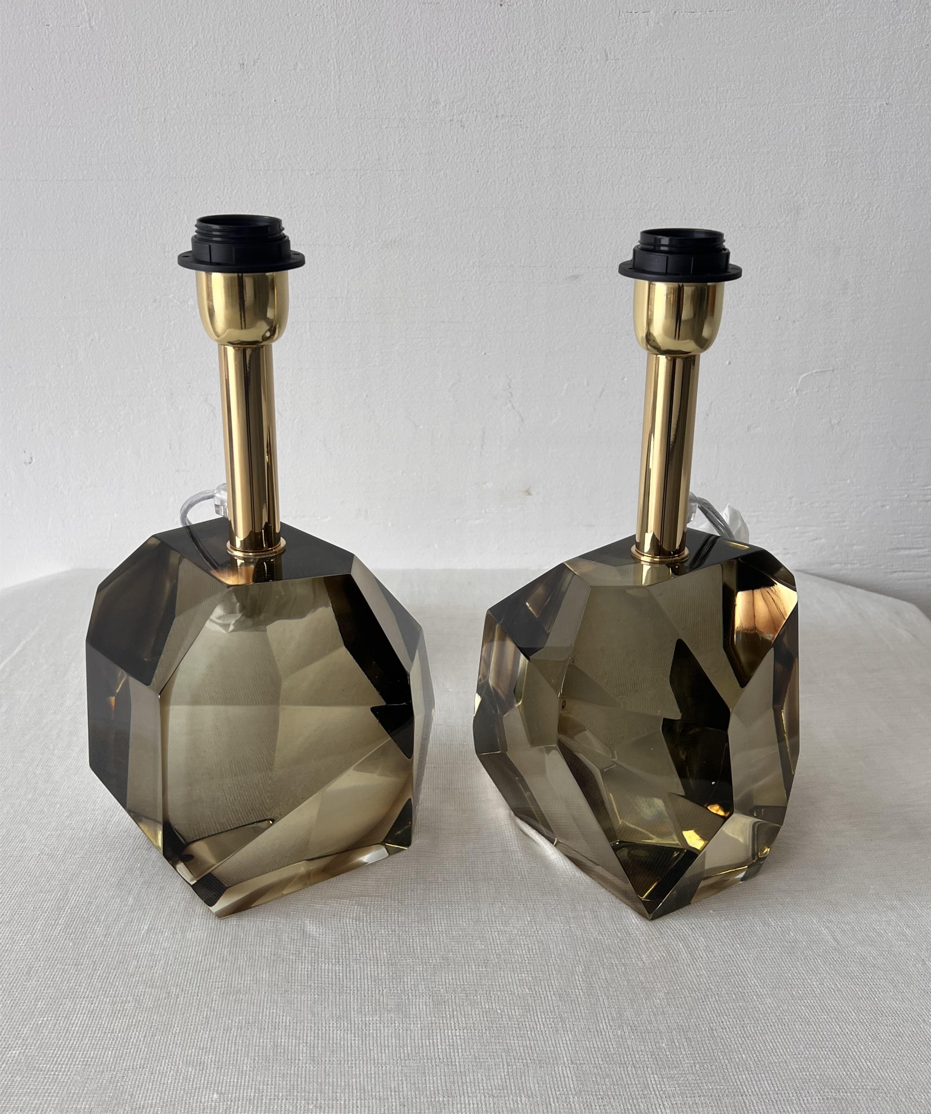 Laiton Lampes de table en verre 