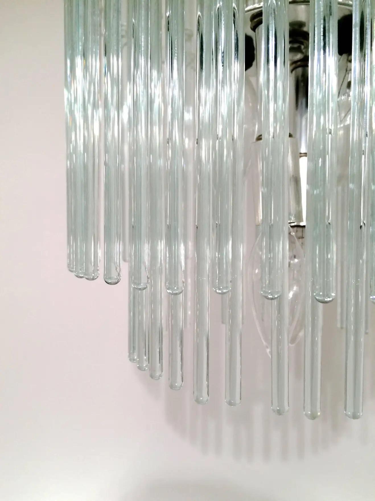 Mid-Century Modern Glass Rod and Lucite Chandelier by Gaetano Sciolari for Lightolier