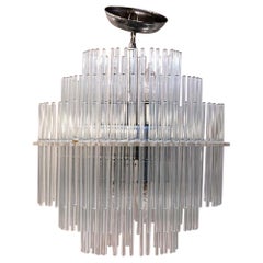 Glass Rod and Lucite Chandelier in the Style of Gaetano Sciolari for Lightolier