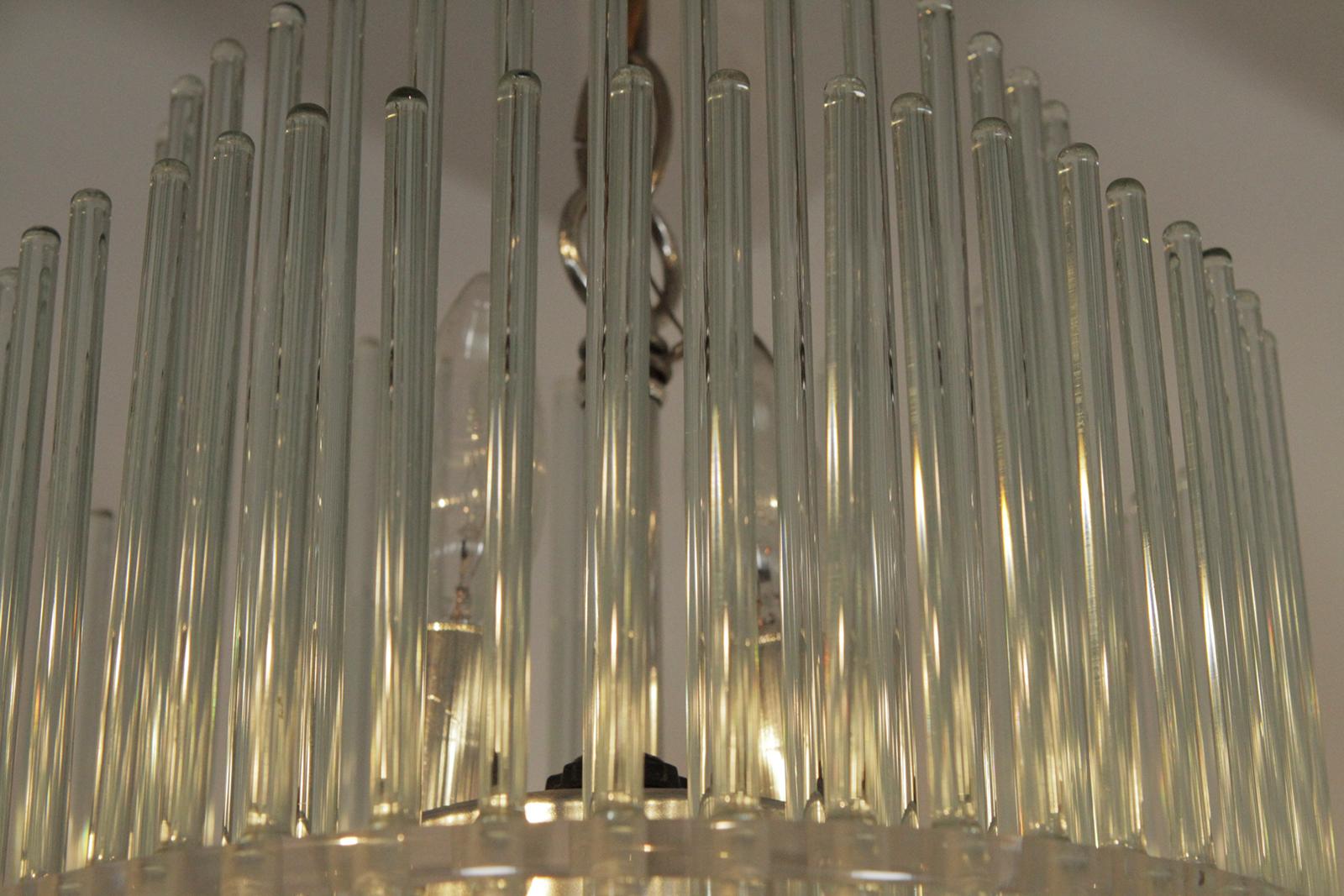 Late 20th Century Glass Rod Chandelier by Gaetano Sciolari for Lightolier
