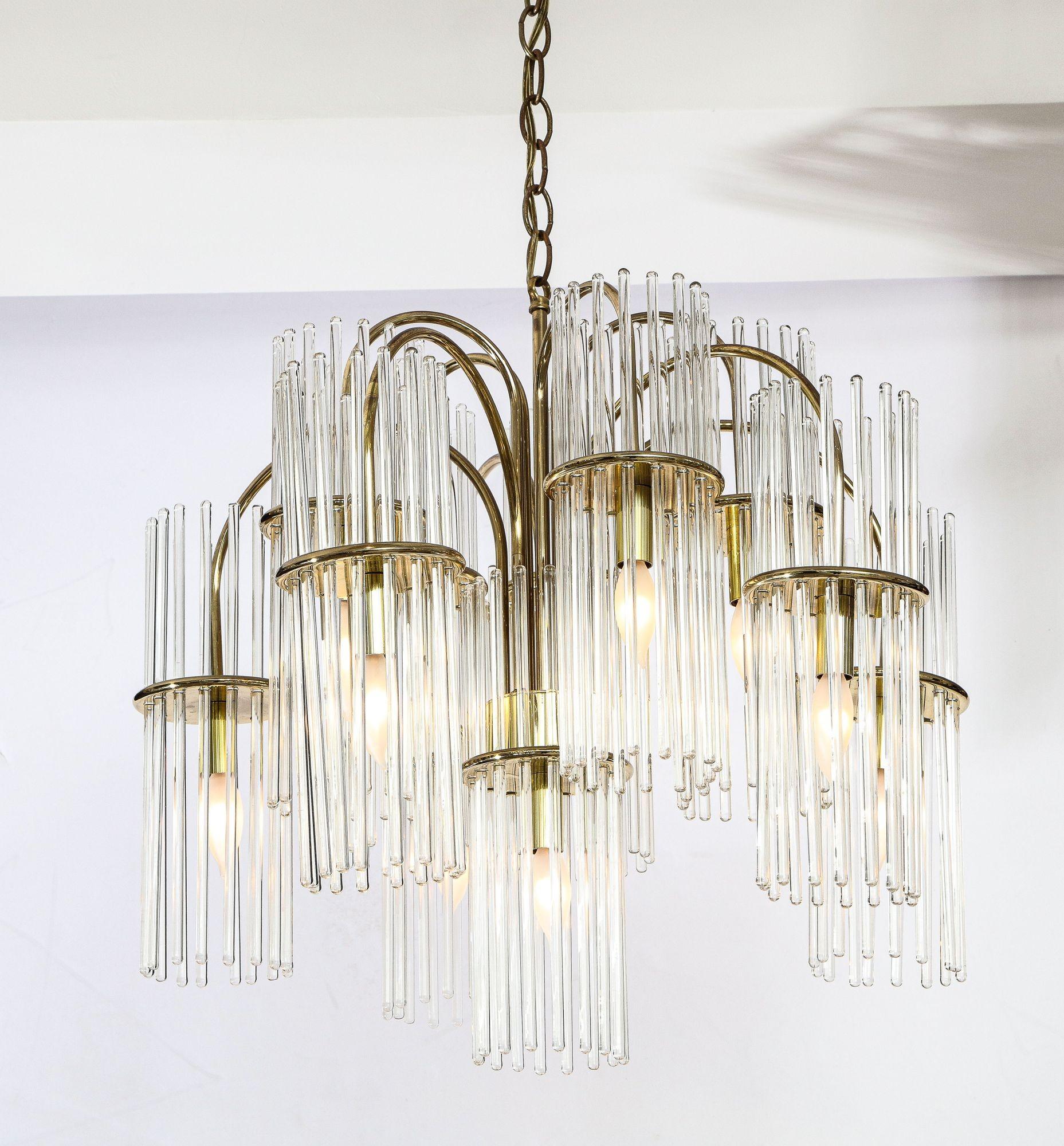 Glass Rod Chandelier Pendant Lamp by Gaetano Sciolari 4