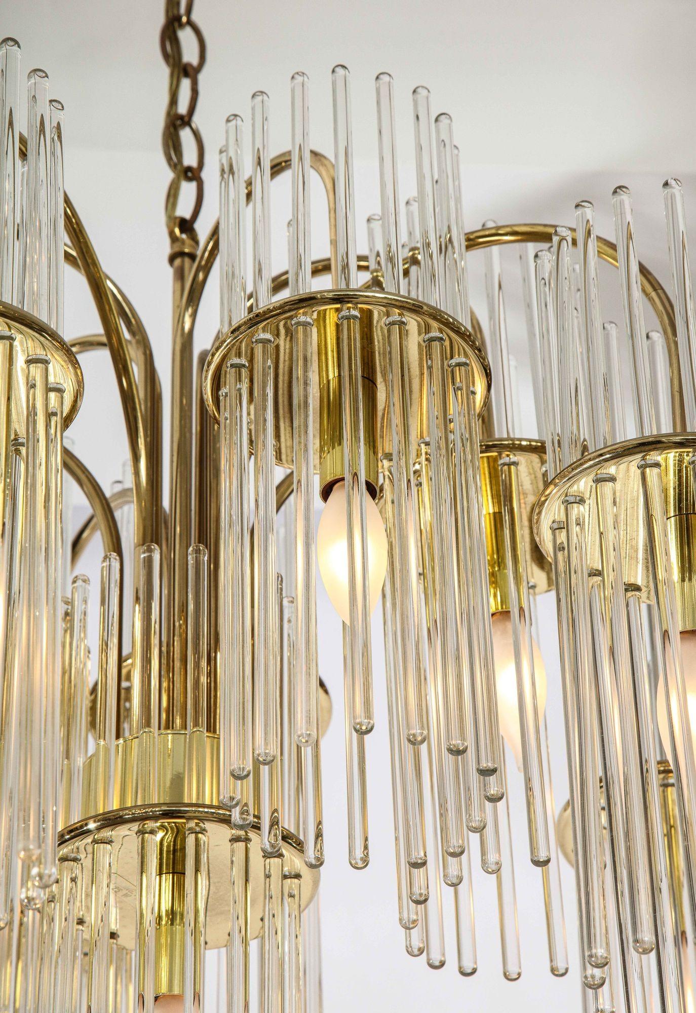 Glass Rod Chandelier Pendant Lamp by Gaetano Sciolari 1