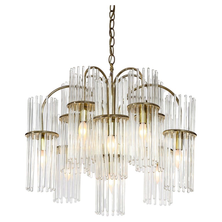 Glass Rod Chandelier Pendant Lamp by Gaetano Sciolari For Sale at 1stDibs