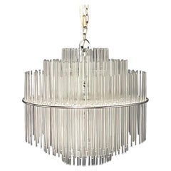 Mid Century Italian Glass Rod Chandelier in the Style of Gaetano Sciolari