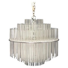 Mid Century Italian Glass Rod Chandelier in the Style of Gaetano Sciolari 