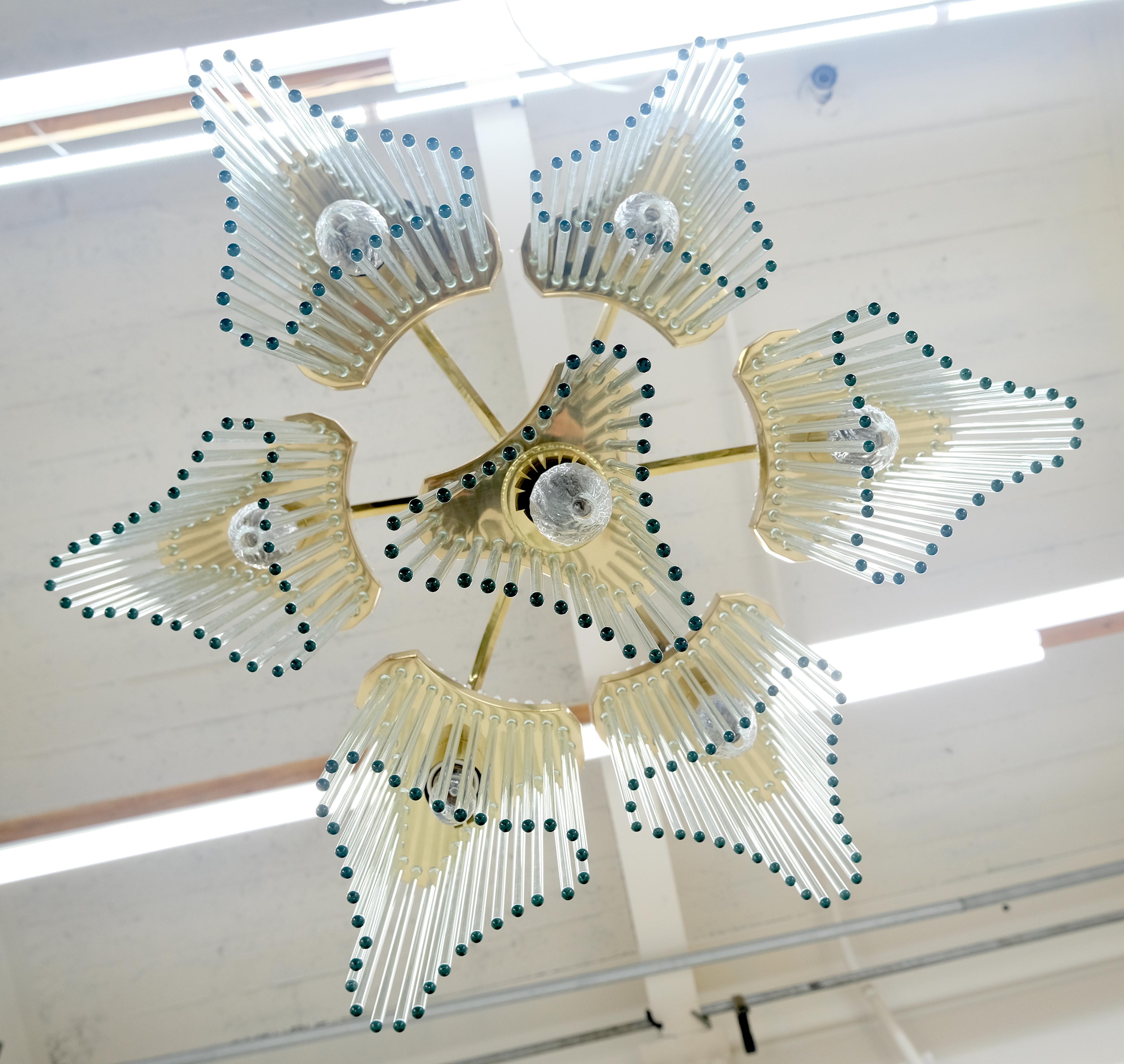 Prismi a bacchetta di vetro Gaetano Sciolari Lampadario Stupefacente. in vendita 7