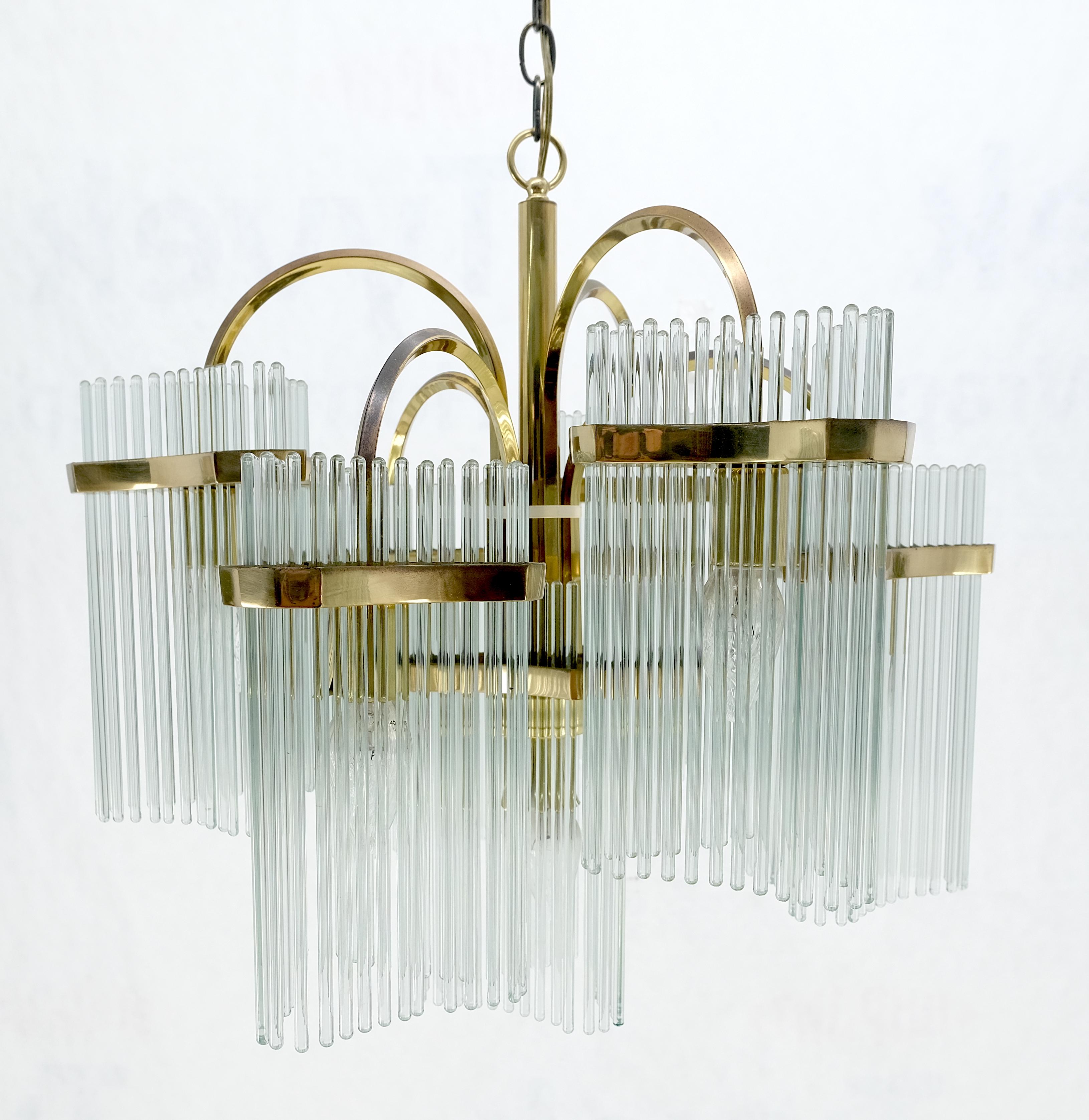 Ottone Prismi a bacchetta di vetro Gaetano Sciolari Lampadario Stupefacente. in vendita