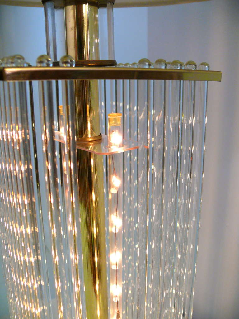 Brass Glass Rod Table Lamp by Sciolari for Lightolier