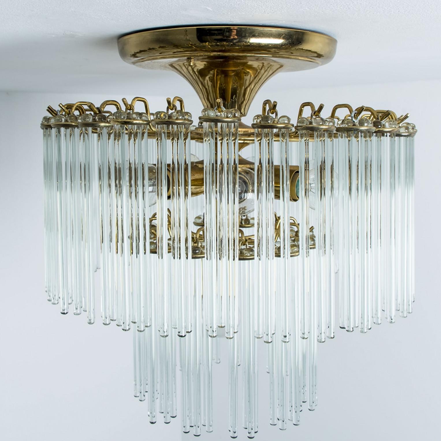 Glass Rod Waterfall Flush Mount Sciolari for Lightolier, Italy 1960 For Sale 7