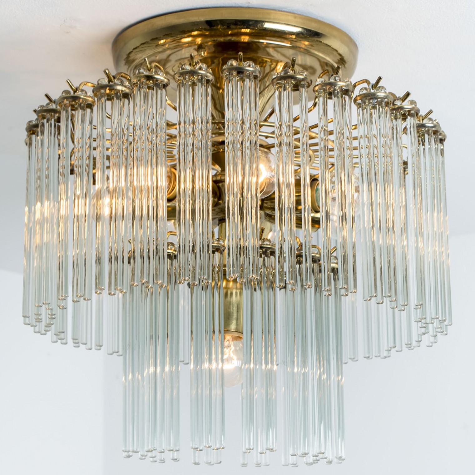 Glass Rod Waterfall Flush Mount Sciolari for Lightolier, Italy 1960 For Sale 1