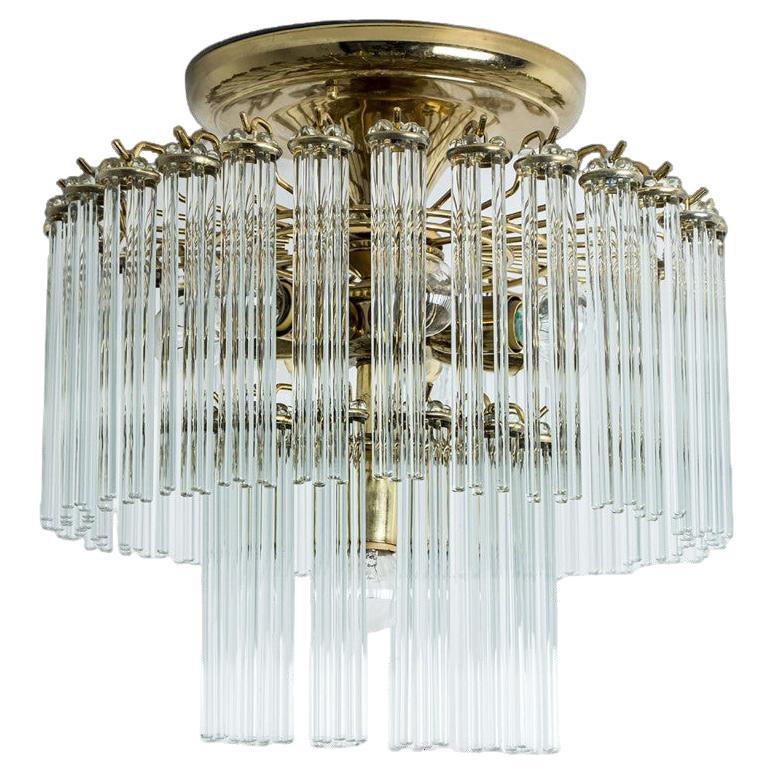 Glass Rod Waterfall Flush Mount Sciolari for Lightolier, Italy 1960