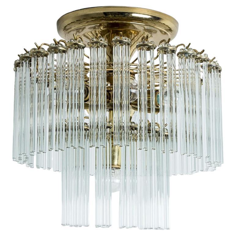 Glass Rod Waterfall Flush Mount Sciolari for Lightolier, Italy 1960