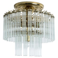 Glass Rod Waterfall Flush Mount Sciolari for Lightolier, Italy 1960