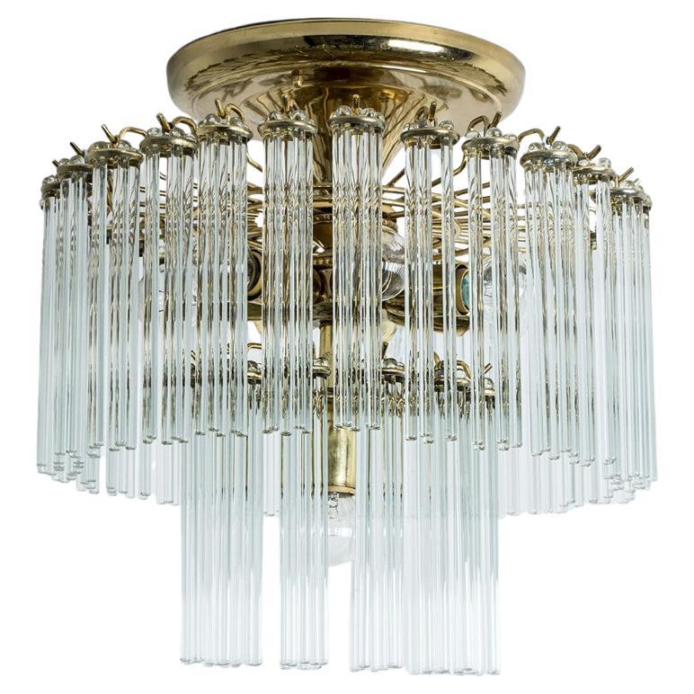 Glass Rod Waterfall Flush Mount Sciolari for Lightolier, Italy 1960 For Sale