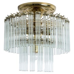 Glass Rod Waterfall Flush Mount Sciolari for Lightolier, Italy 1960