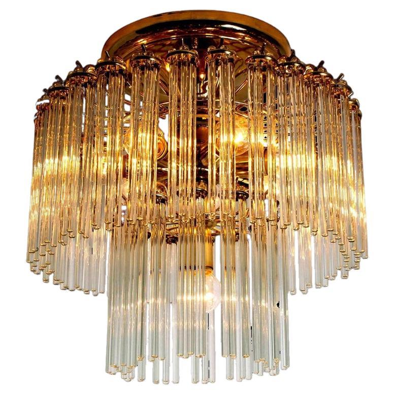 Glass Rod Waterfall Flush Mount Sciolari for Lightolier, Italy 1970 For Sale