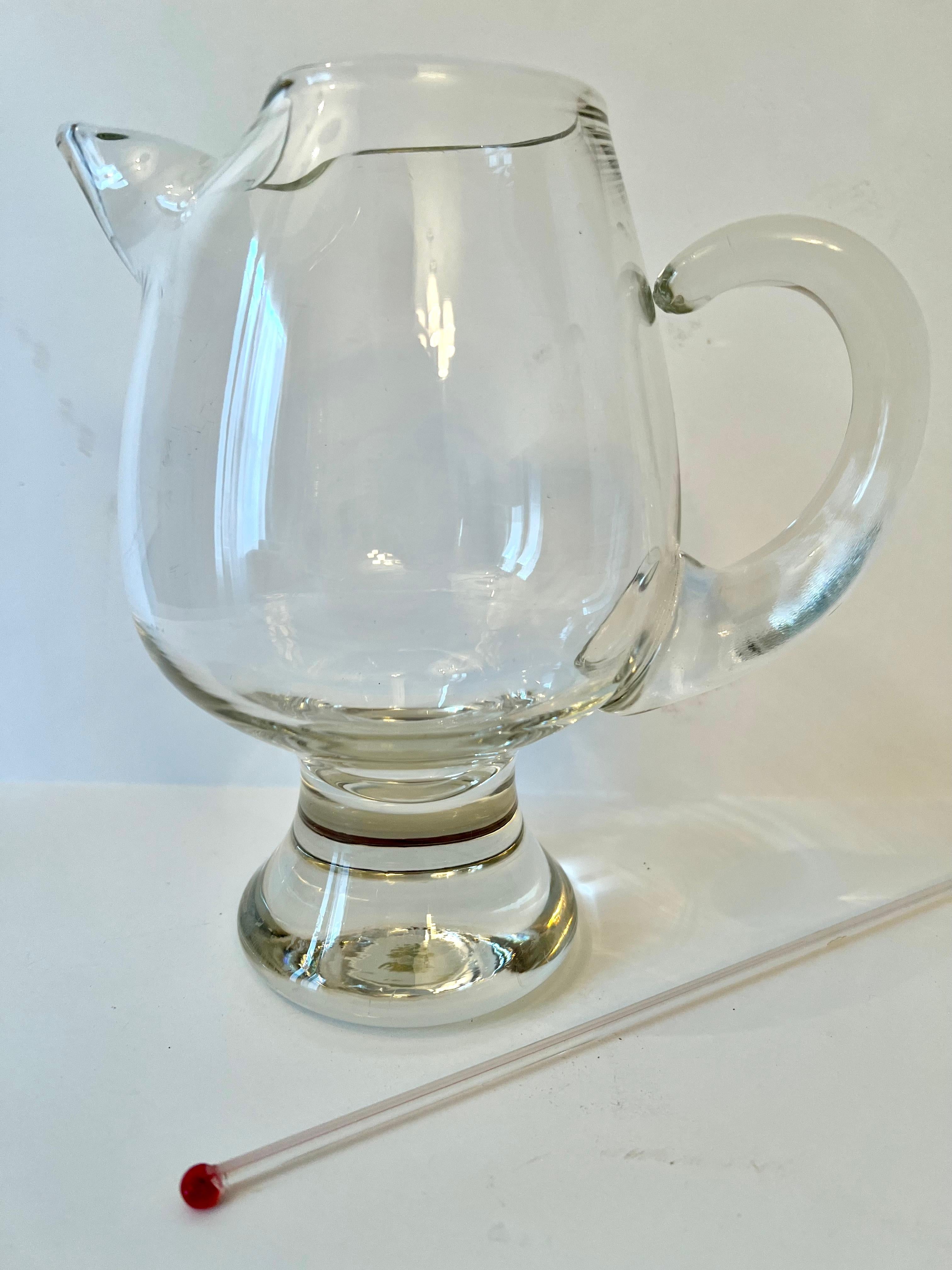 Glass Rounded Martini Pitcher with Stirrer For Sale 1