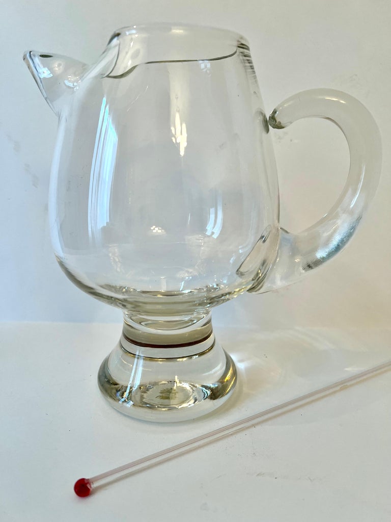 Glass Rounded Martini Pitcher with Stirrer For Sale at 1stDibs