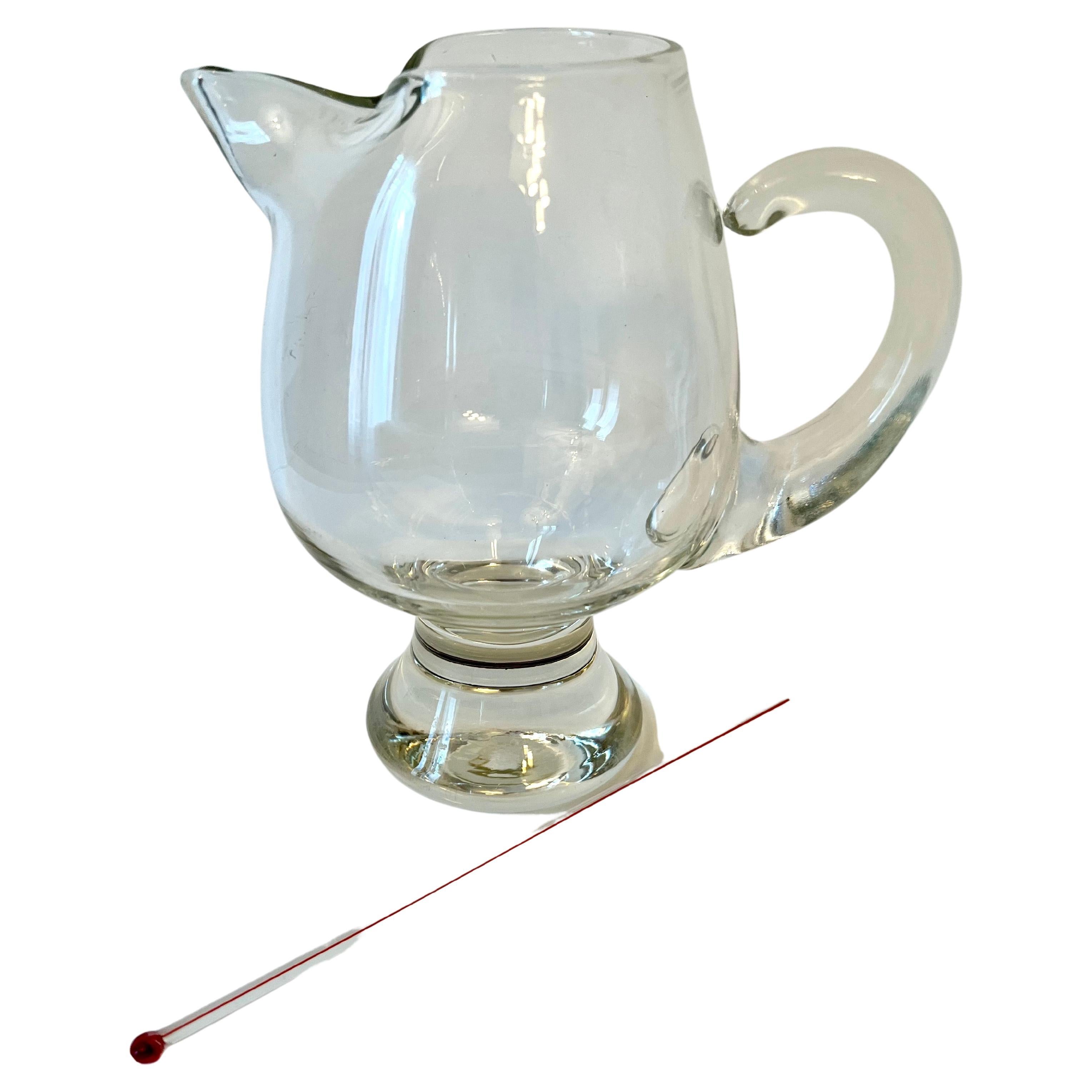 Glass Rounded Martini Pitcher with Stirrer For Sale